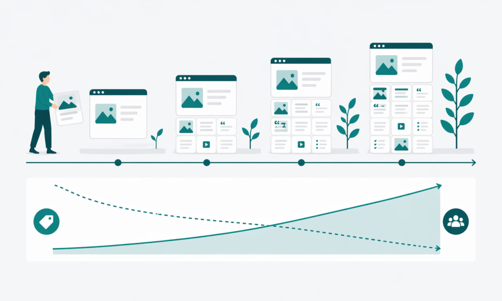 オウンドメディアは運用を継続することで集客コストを下げられる